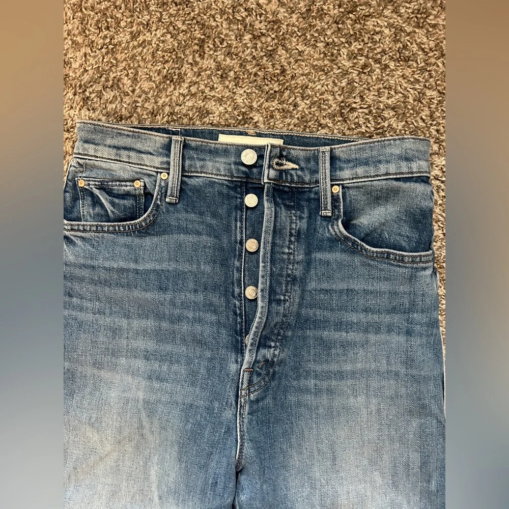 MOTHER Women's Straight Leg Jeans - Medium Blue Wash - Picture 10 of 11